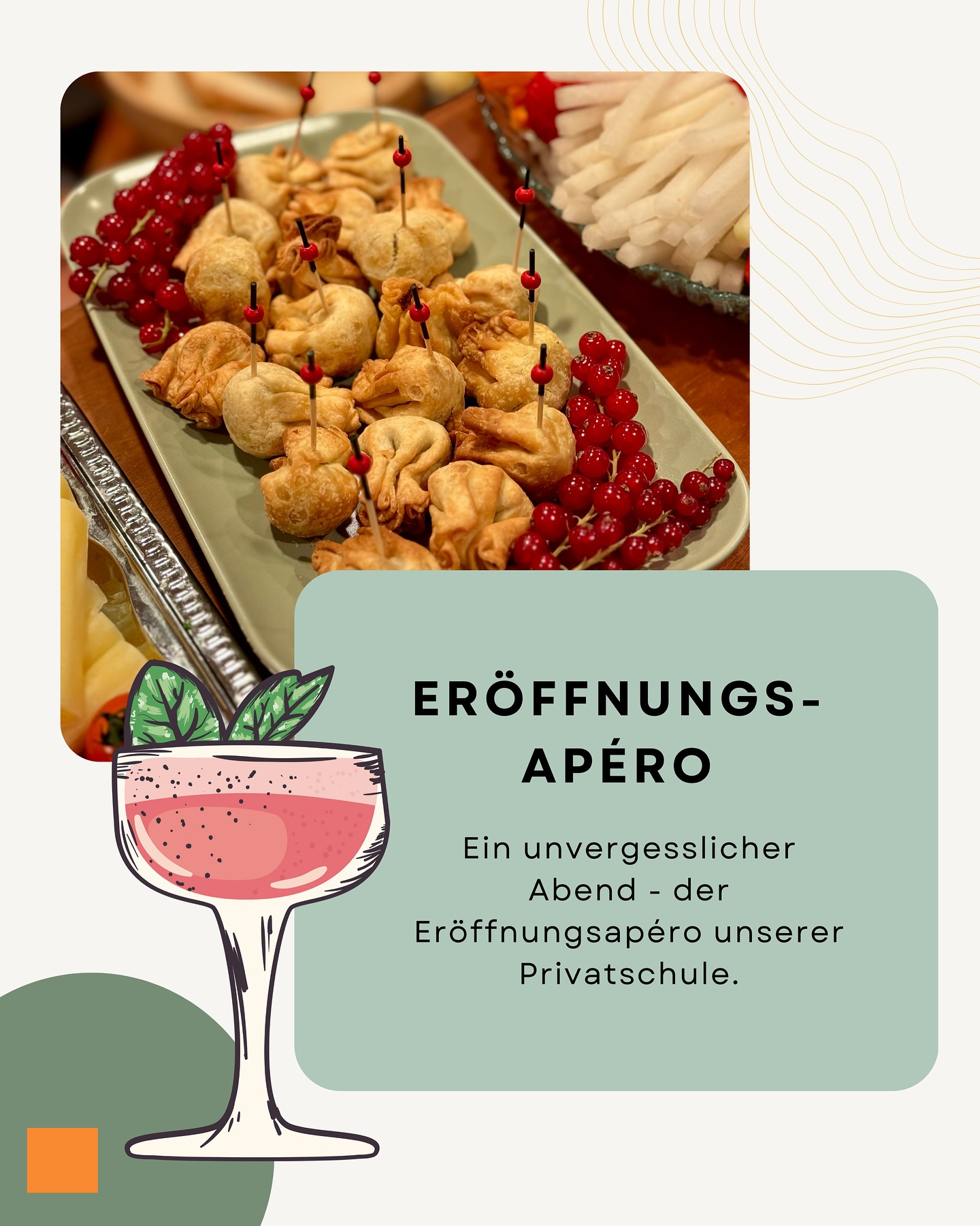 Bild aus dem Instagram-Beitrag &laquo;Ein unvergesslicher Abend, der Er&ouml;ffnungsap&eacute;ro in unserer Privatschule!&raquo;